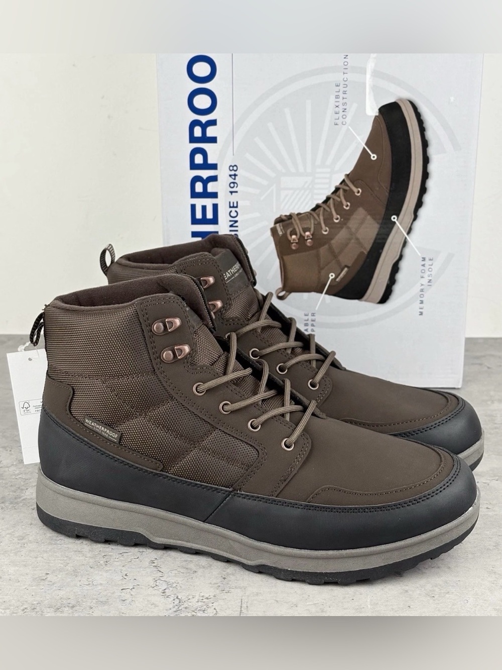 Weatherproof Men's Jenkins Brown Sneaker Boots Size 13 New Light Boots